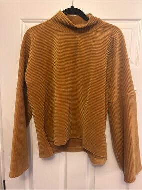Madewell Texture & Thread Mock Neck Ribbed Corduroy Sweater - Camel
